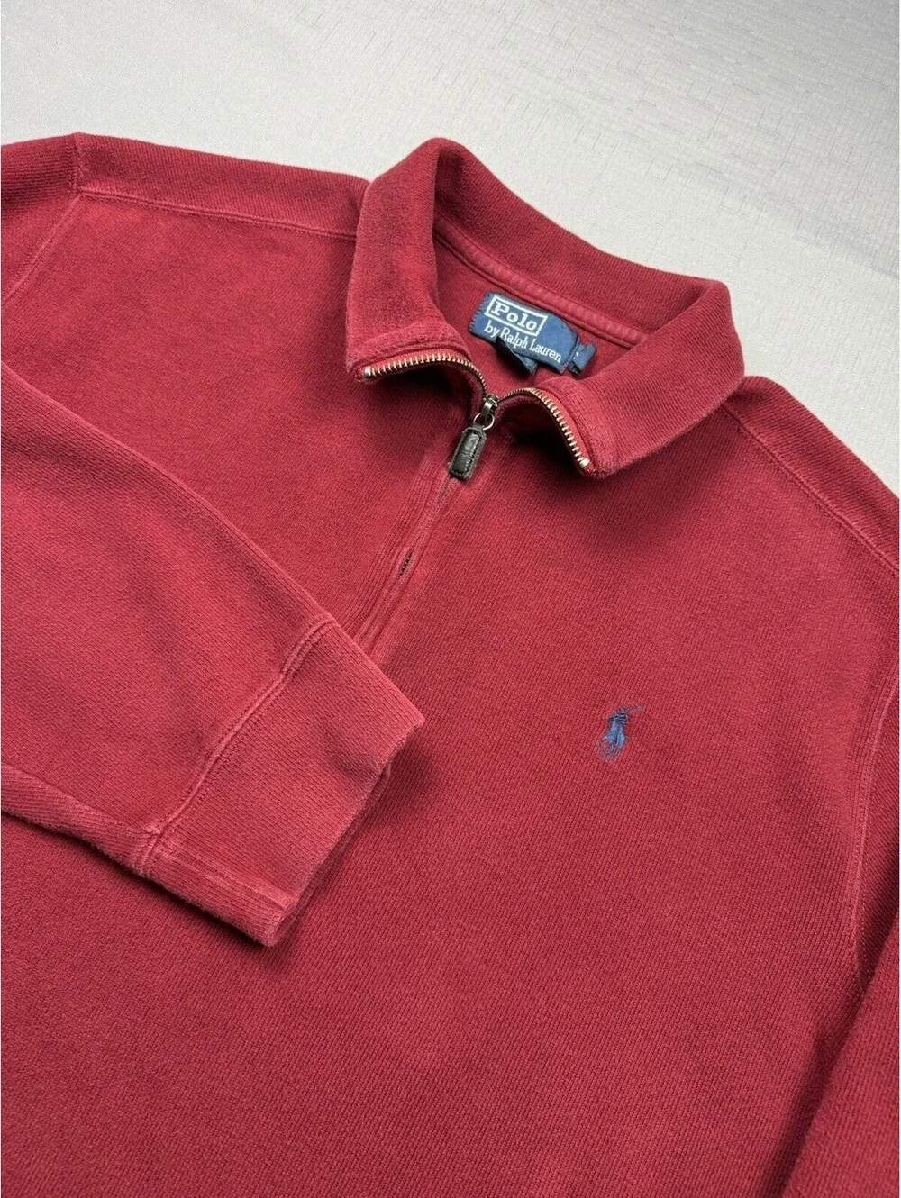 Polo Ralph Lauren Sweater Mens 2XL Pullover Quarter Zip Maroon Pony Casual